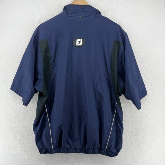 FOOTJOY Jacket Mens L DryJoys Golf Rain Windbreaker 1/4 Zip Short Sleeve Blue - Picture 2 of 15